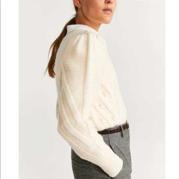 Mango Knitted Chunky Braided Sweater New - Picture 2 of 7